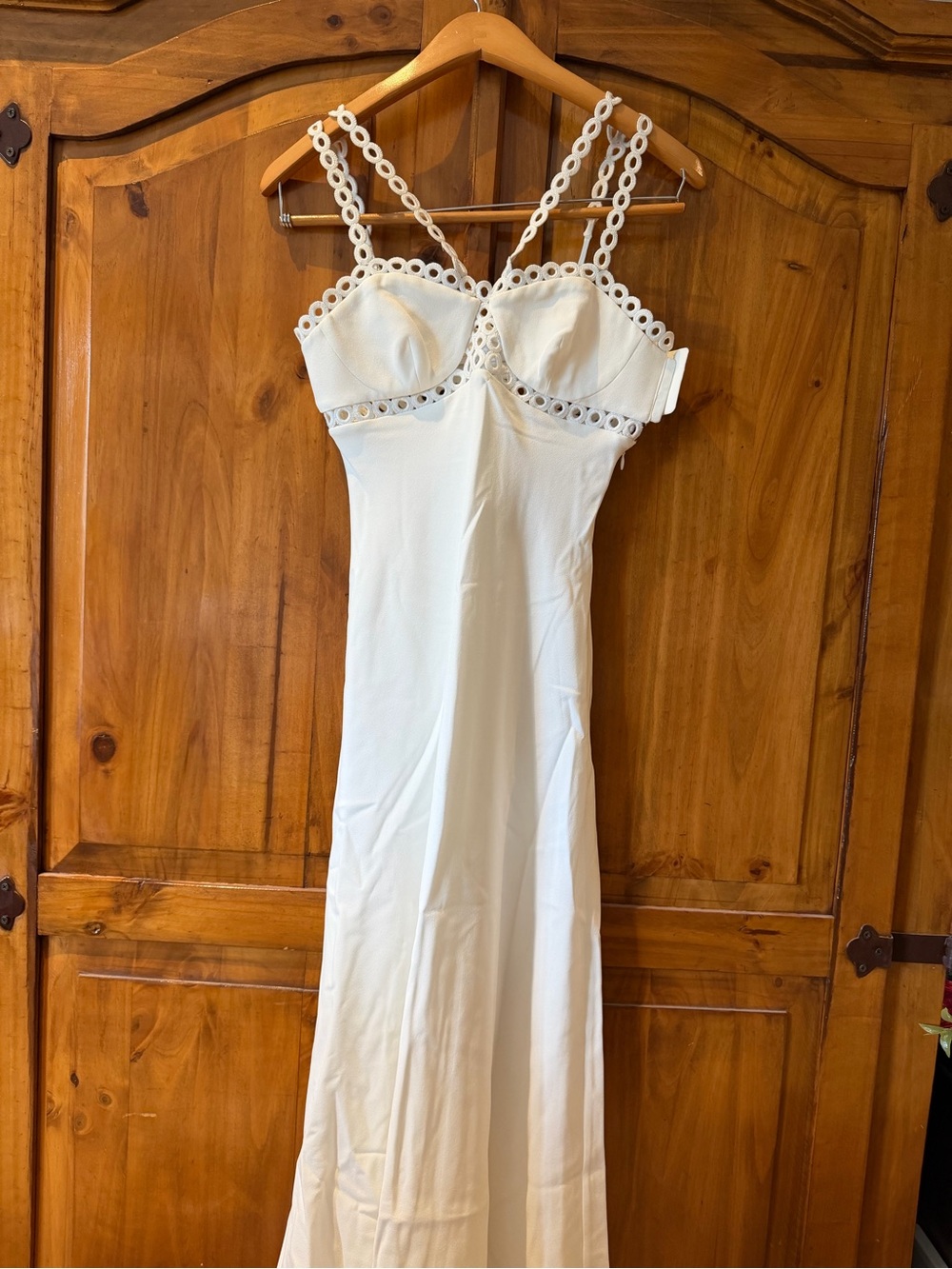Jonathan Simkhai Womens White Crochet Mid Calf Daytime Midi Dress 8